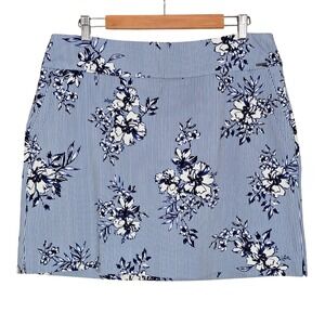 S.C. & CO. Women Floral Striped Active Athletic Skort Blue 14